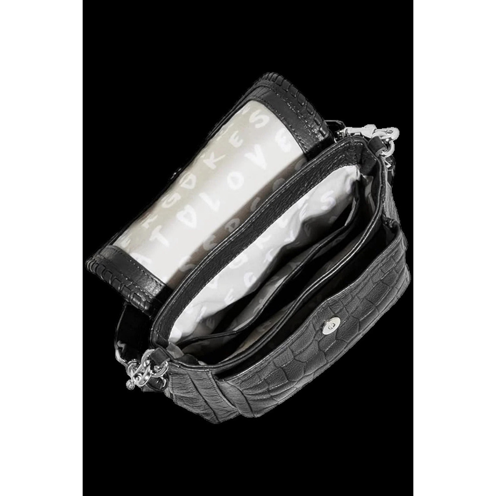 Aimee Kestenberg Leather All for Love Saddle Bag Black Croco - Picture 2 of 3